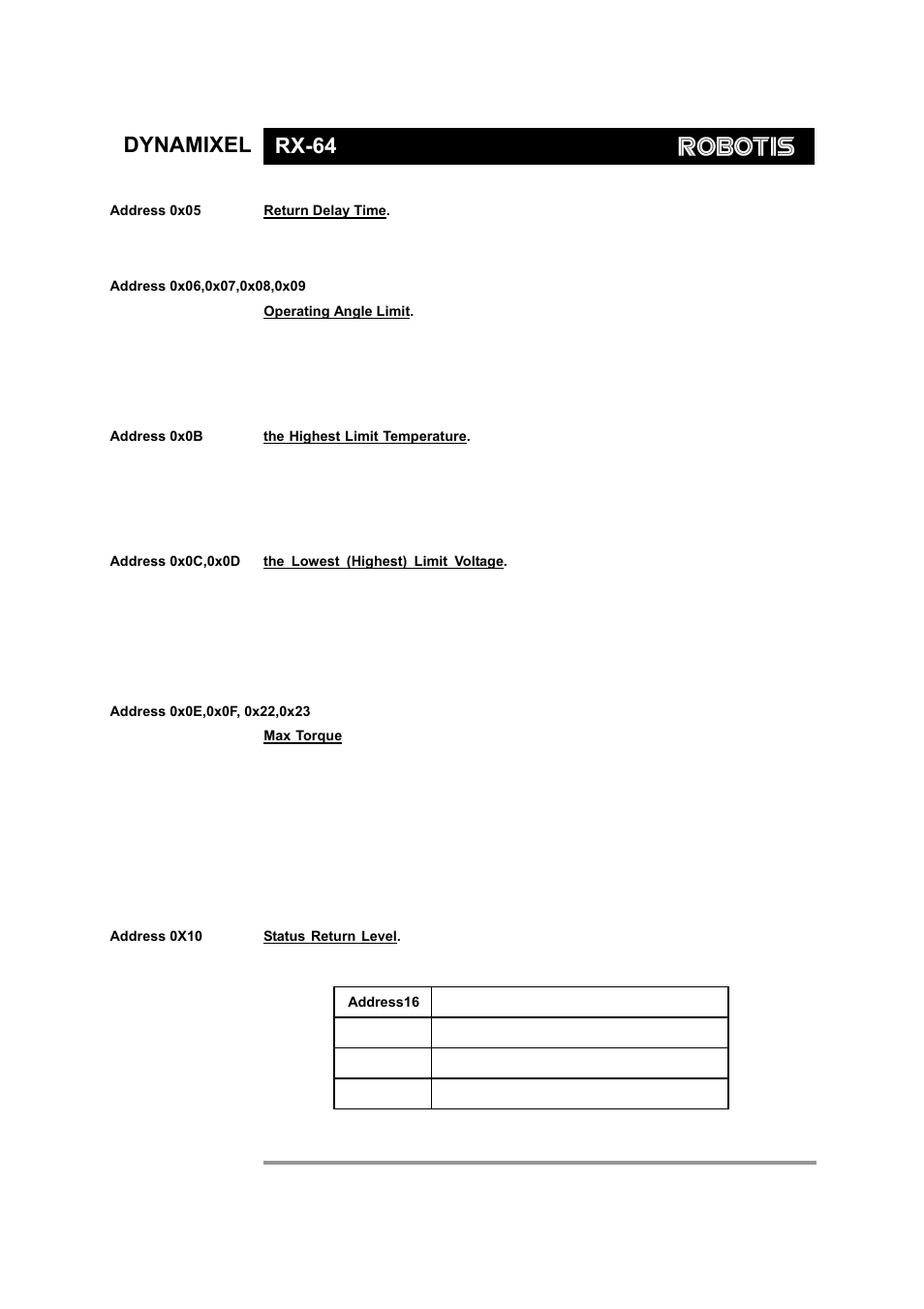 Dynamixel rx-64 | Robotis Dynamixel RX-64 User Manual | Page 15 / 38