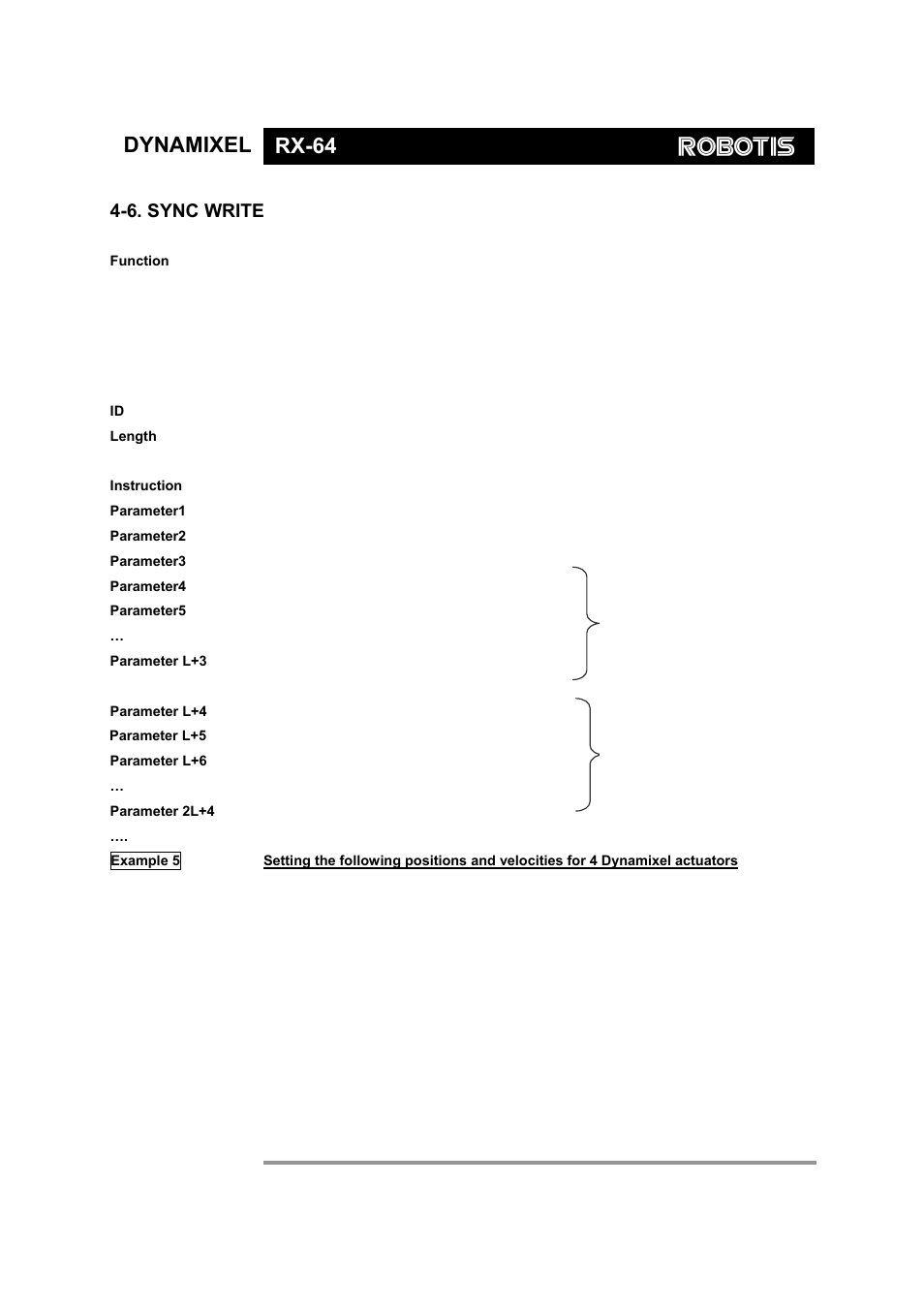Dynamixel rx-64, 6. sync write | Robotis Dynamixel RX-64 User Manual | Page 24 / 38