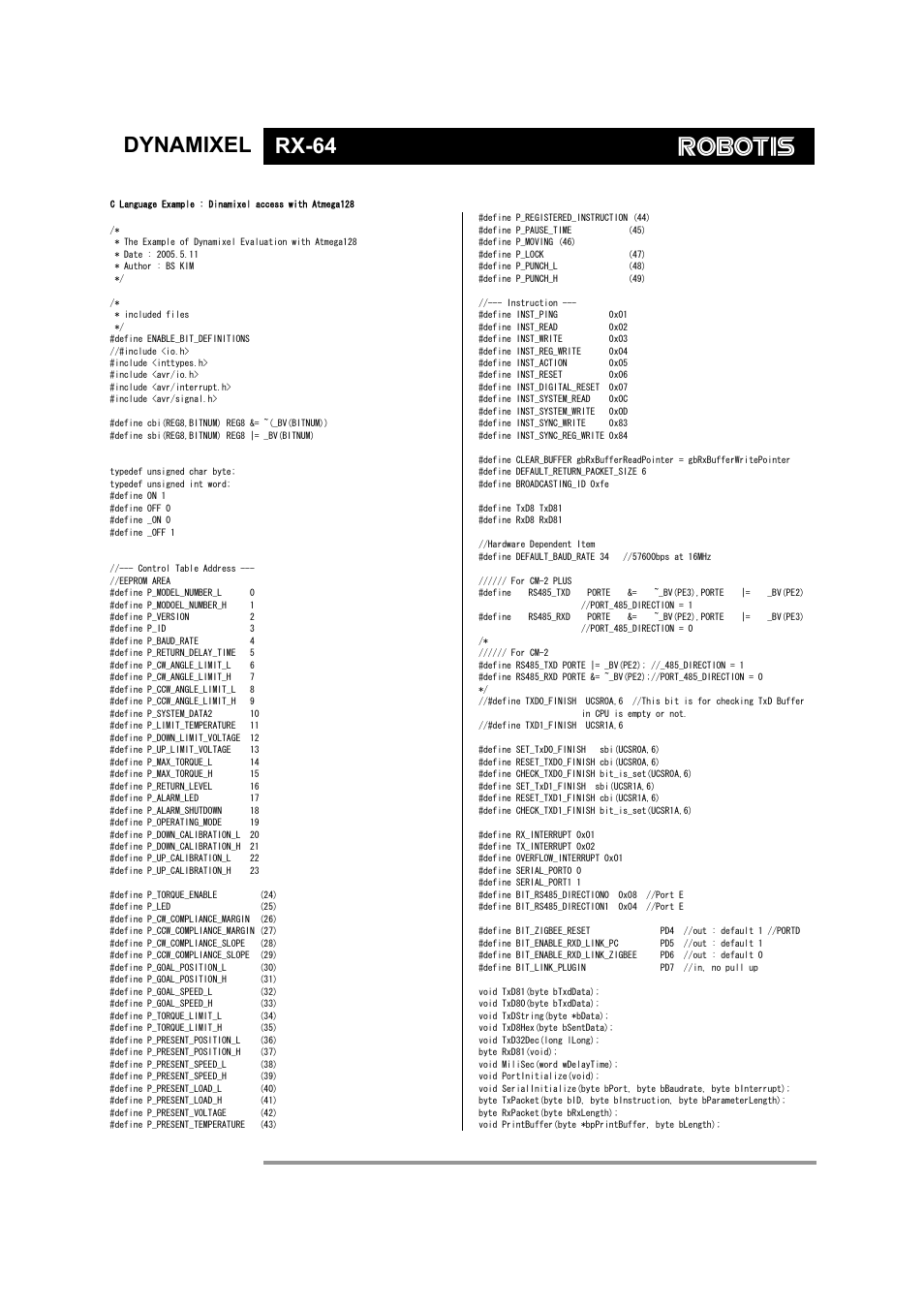 Dynamixel rx-64 | Robotis Dynamixel RX-64 User Manual | Page 33 / 38