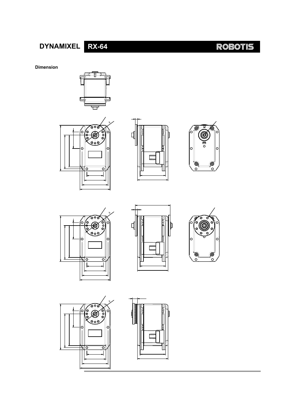 Dynamixel rx-64, Dimension | Robotis Dynamixel RX-64 User Manual | Page 38 / 38