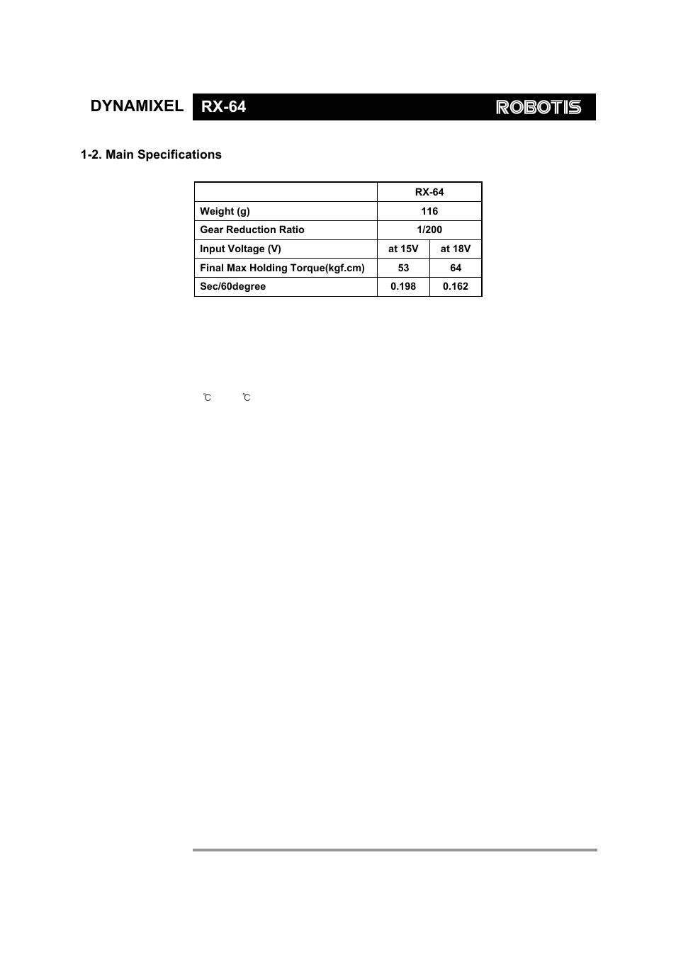 Dynamixel rx-64 | Robotis Dynamixel RX-64 User Manual | Page 4 / 38