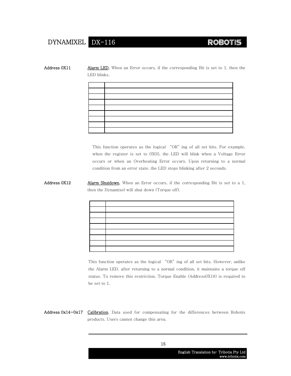 Dynamixel dx-116 | Robotis DX-116 User Manual | Page 16 / 40