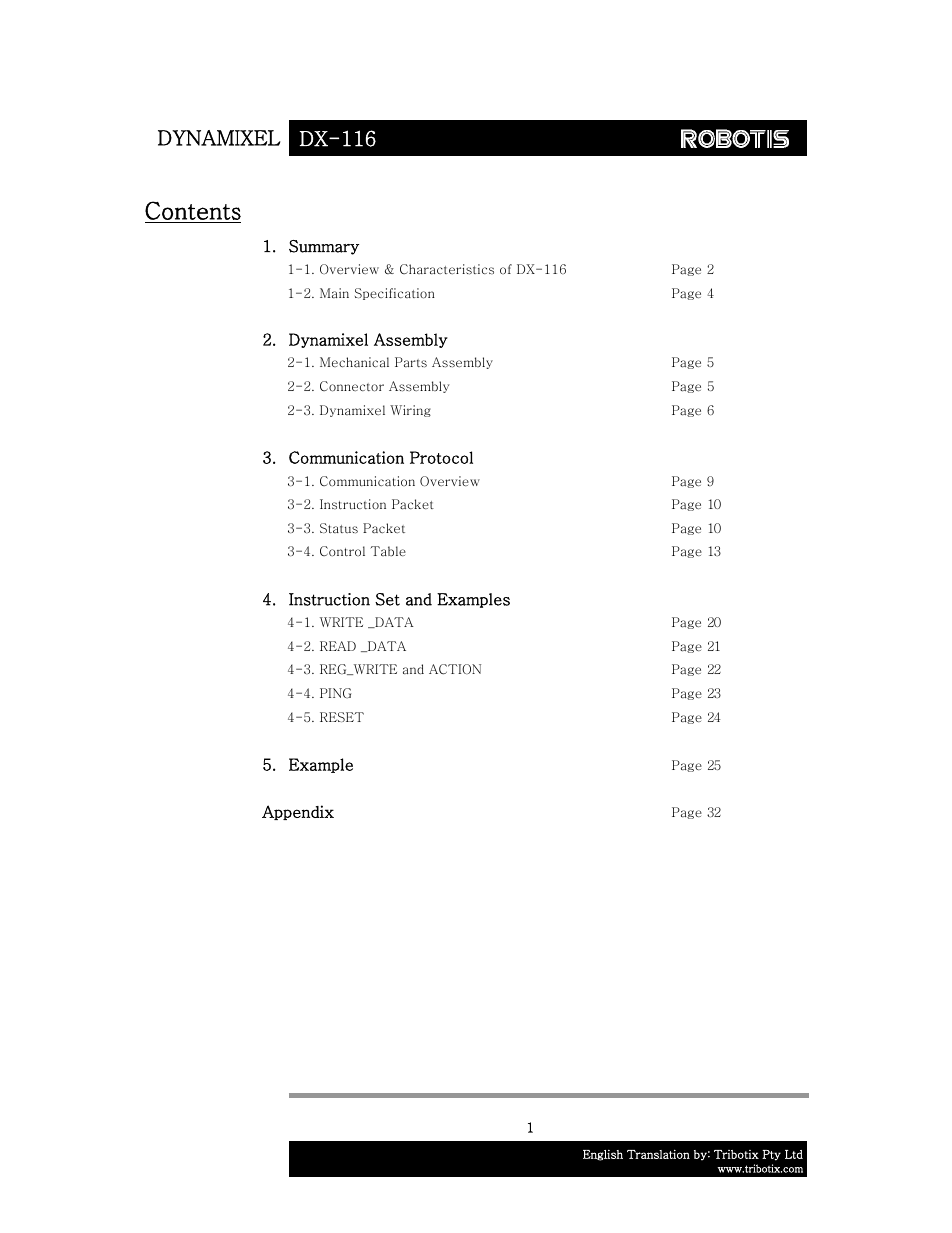 Robotis DX-116 User Manual | Page 2 / 40