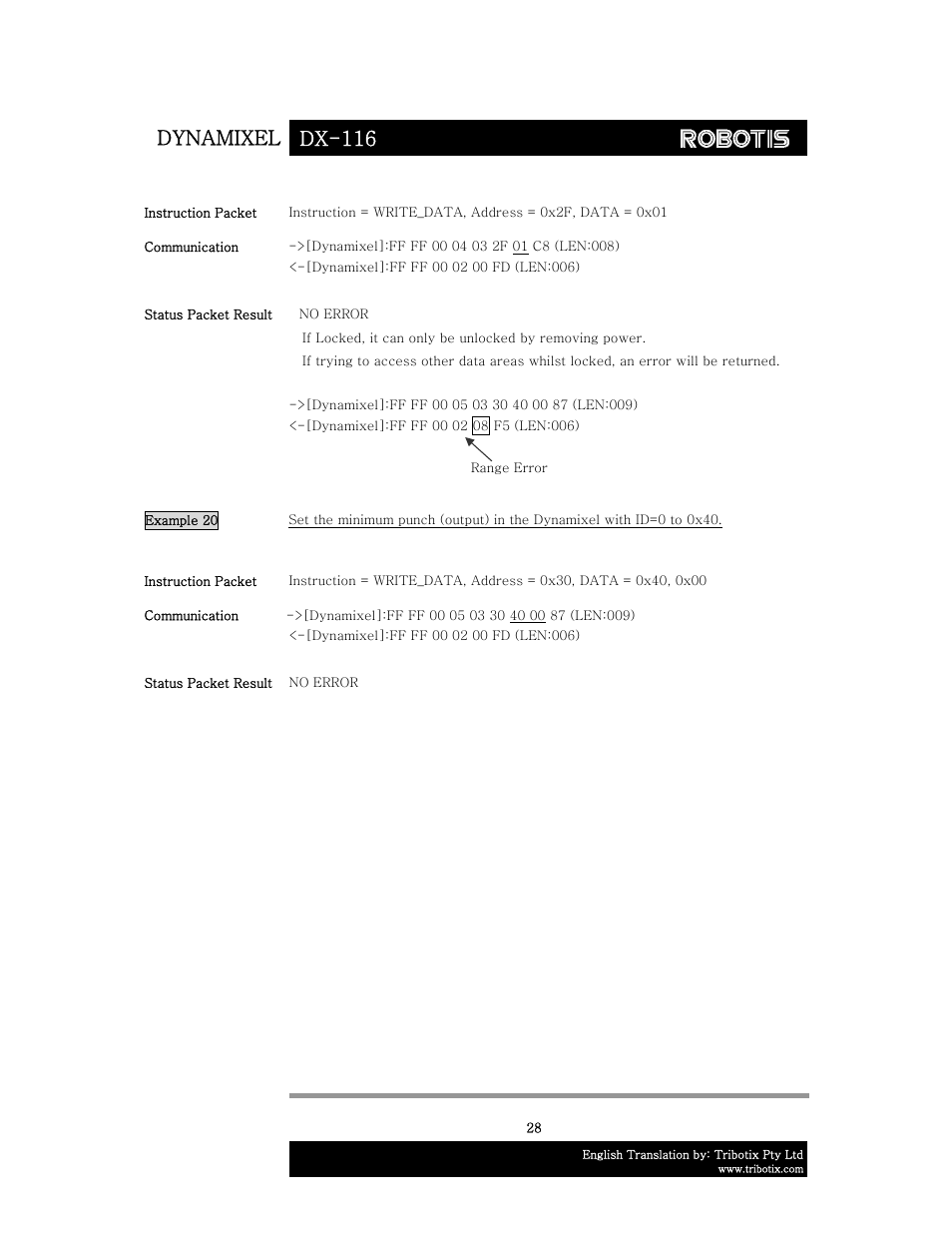 Dynamixel dx-116 | Robotis DX-116 User Manual | Page 29 / 40