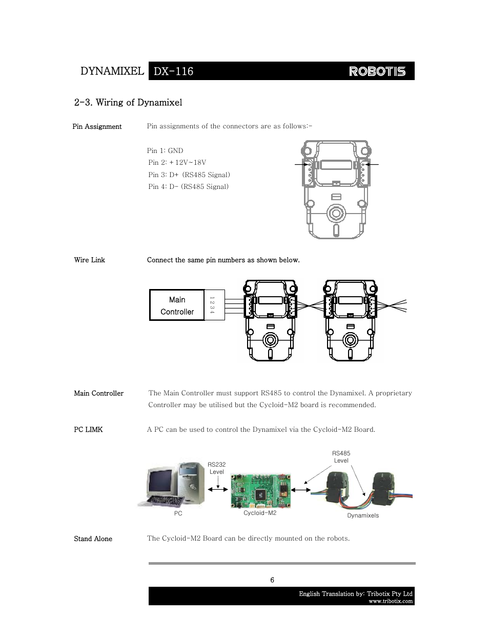 Dynamixel dx-116, 3. wiring of dynamixel | Robotis DX-116 User Manual | Page 7 / 40