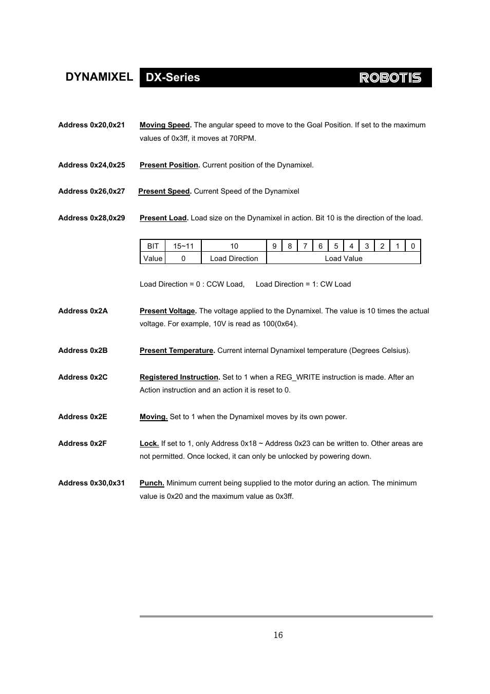 Dynamixel dx-series | Robotis Dynamixel DX-117 User Manual | Page 17 / 43