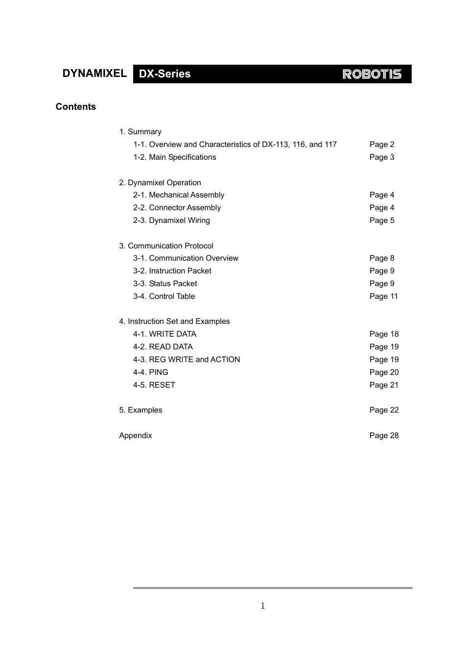 Dynamixel dx-series | Robotis Dynamixel DX-117 User Manual | Page 2 / 43