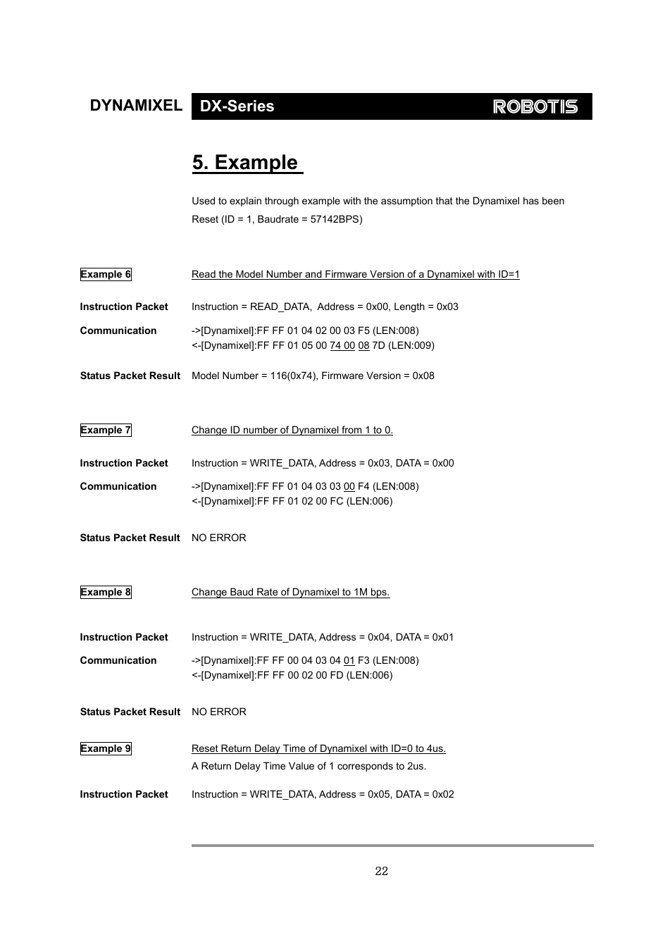 Example, Dynamixel dx-series | Robotis Dynamixel DX-117 User Manual | Page 23 / 43