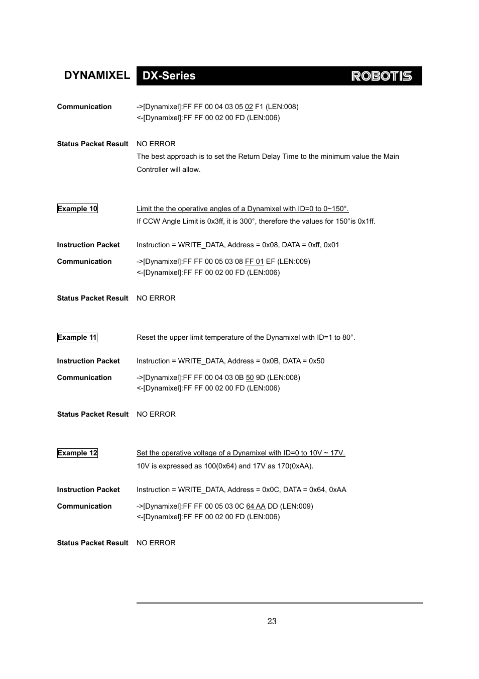 Dynamixel dx-series | Robotis Dynamixel DX-117 User Manual | Page 24 / 43