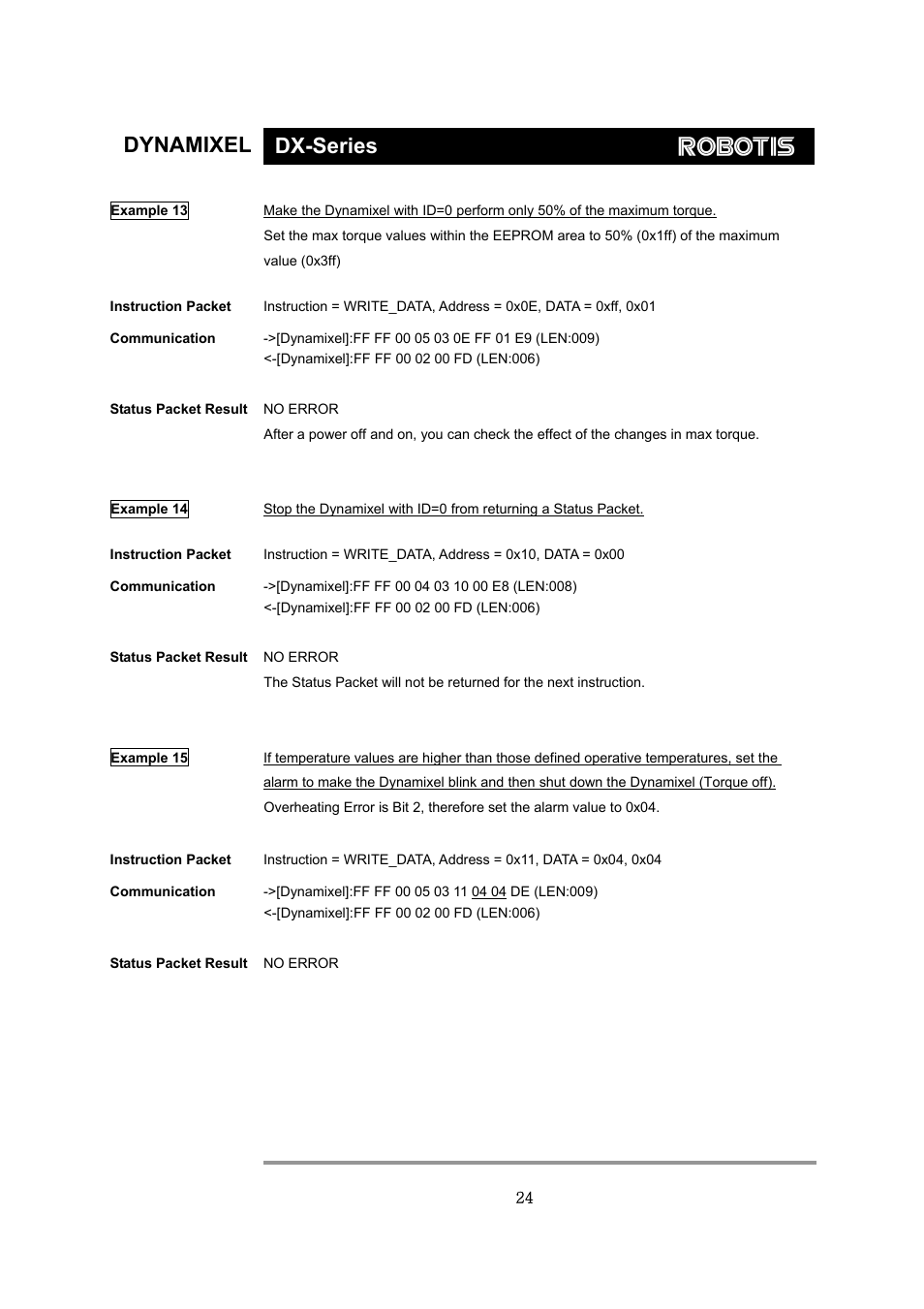 Dynamixel dx-series | Robotis Dynamixel DX-117 User Manual | Page 25 / 43