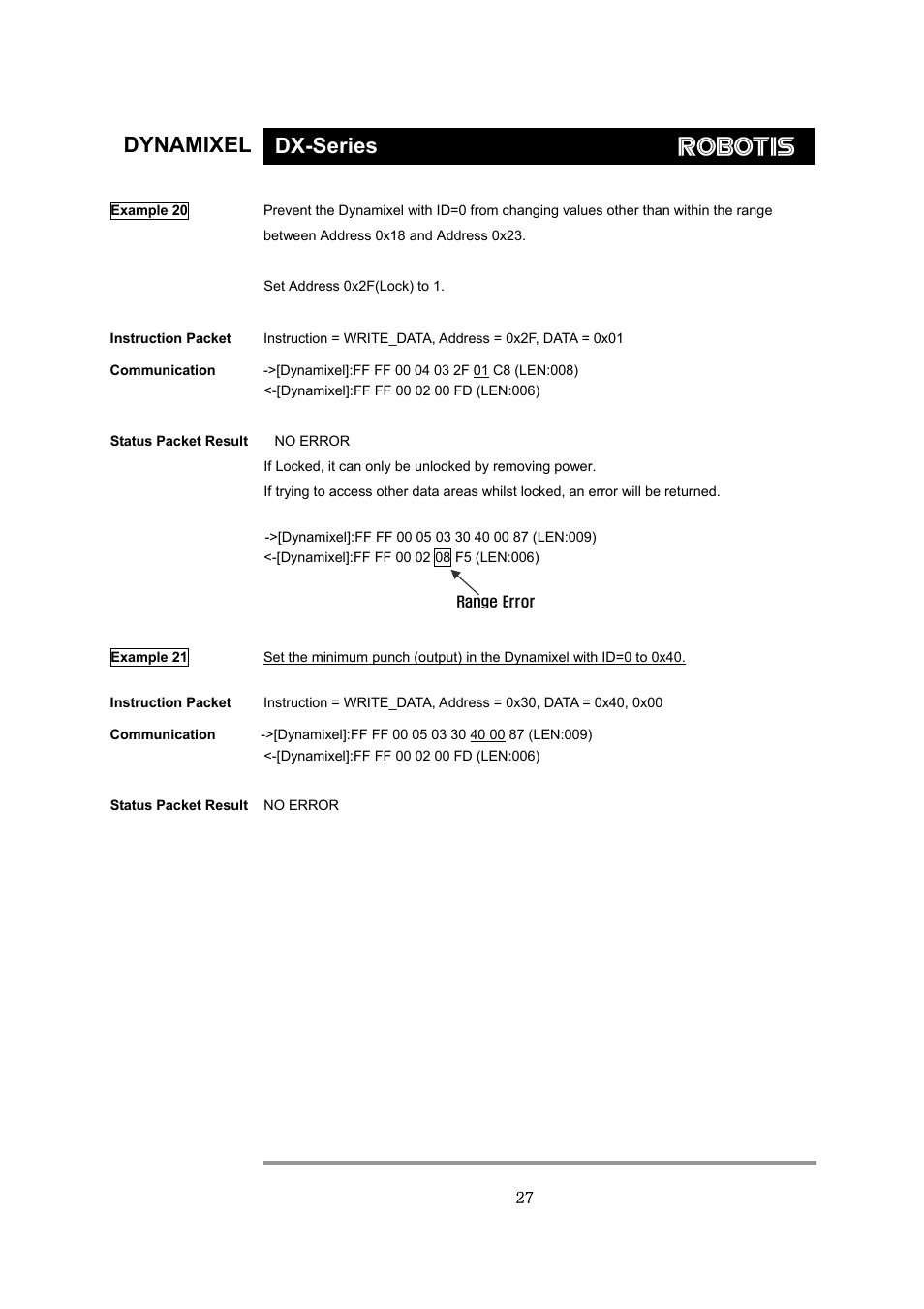 Dynamixel dx-series | Robotis Dynamixel DX-117 User Manual | Page 28 / 43