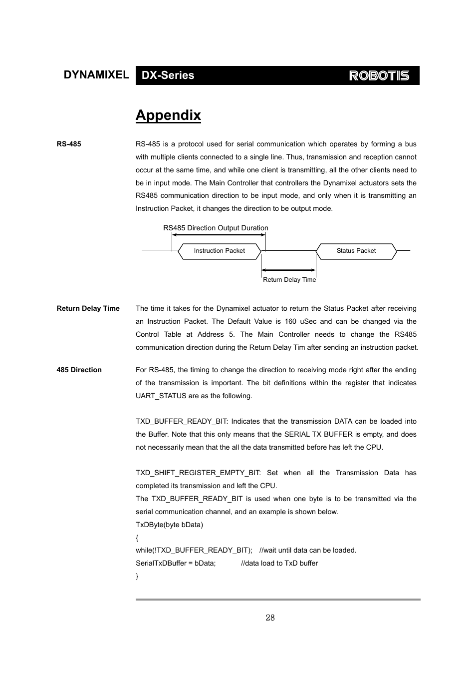 Appendix, Dynamixel dx-series | Robotis Dynamixel DX-117 User Manual | Page 29 / 43