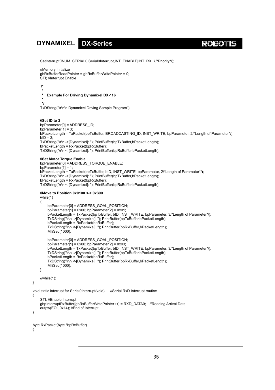 Dynamixel dx-series | Robotis Dynamixel DX-117 User Manual | Page 36 / 43