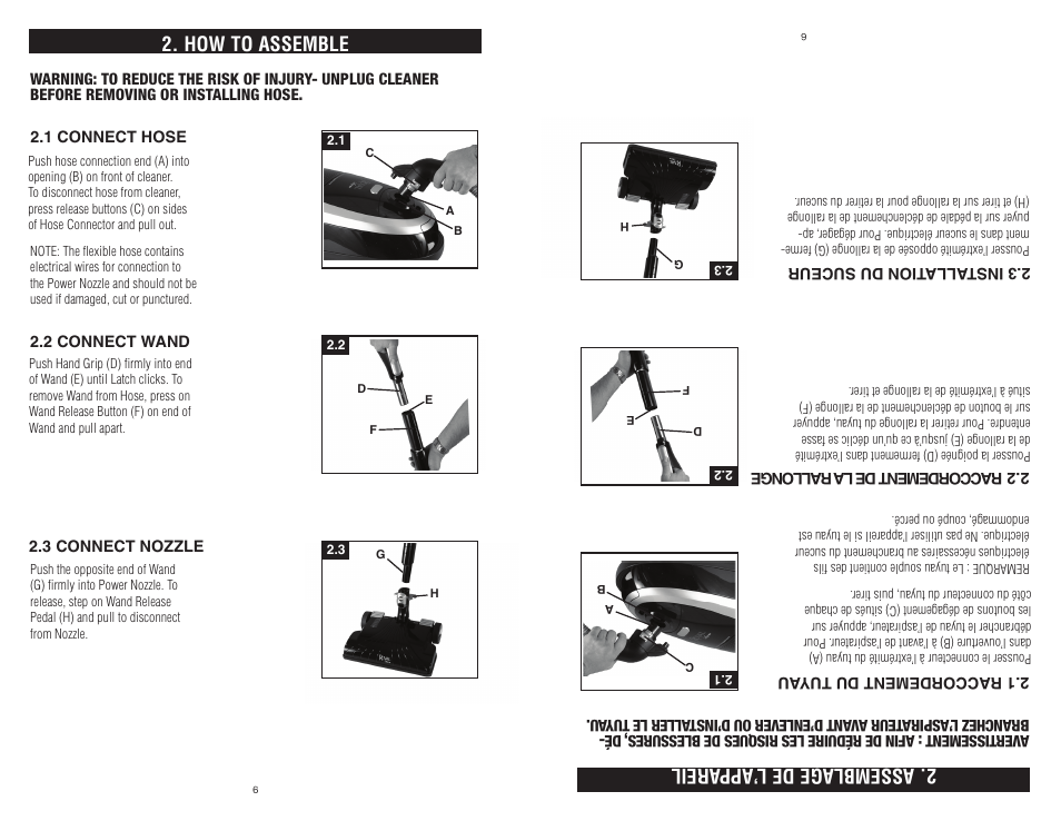 How to assemble, Assemblage de l’app areil | Royal Vacuums LEXON S20 User Manual | Page 6 / 24