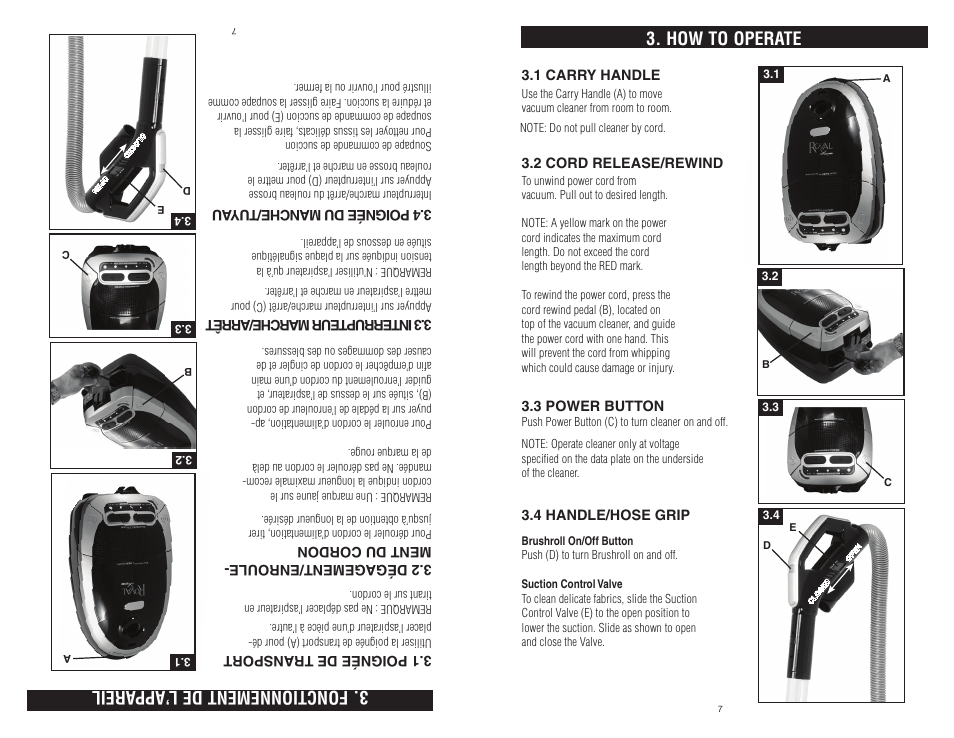 Fonctionnement de l’app areil, How to operate | Royal Vacuums LEXON S20 User Manual | Page 7 / 24
