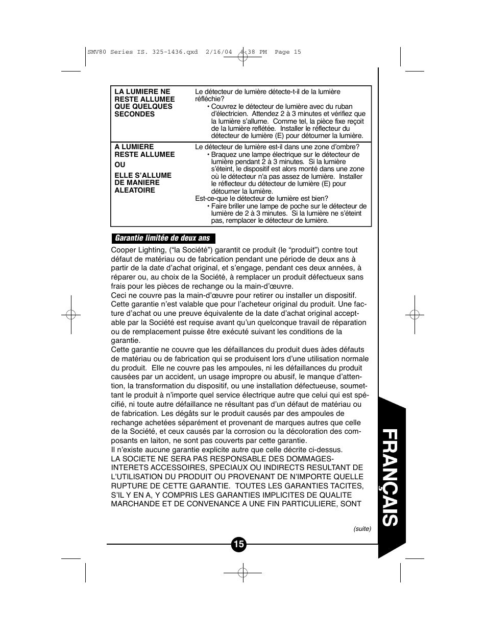 Regent Sheffield CSMV80W User Manual | Page 15 / 16
