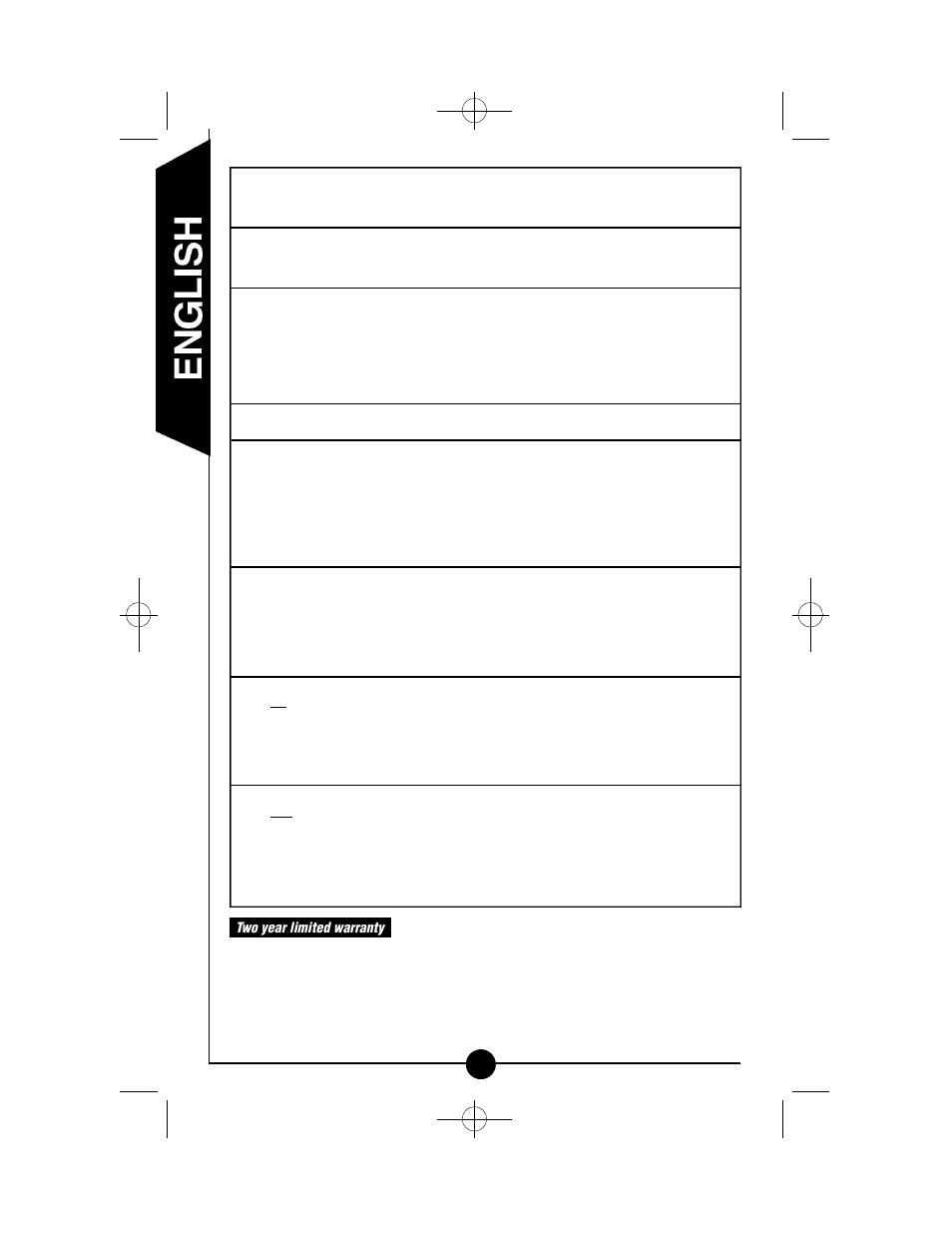 Two year limited warranty | Regent Sheffield MS249R User Manual | Page 8 / 28