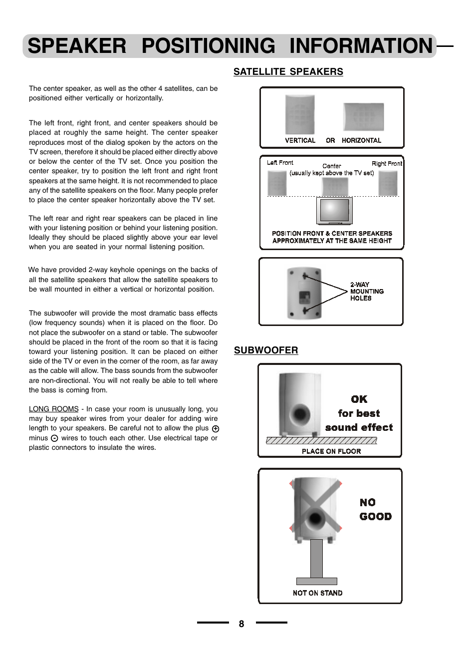 Speaker positioning information | Regent Sheffield HT- 5OO User Manual | Page 9 / 12