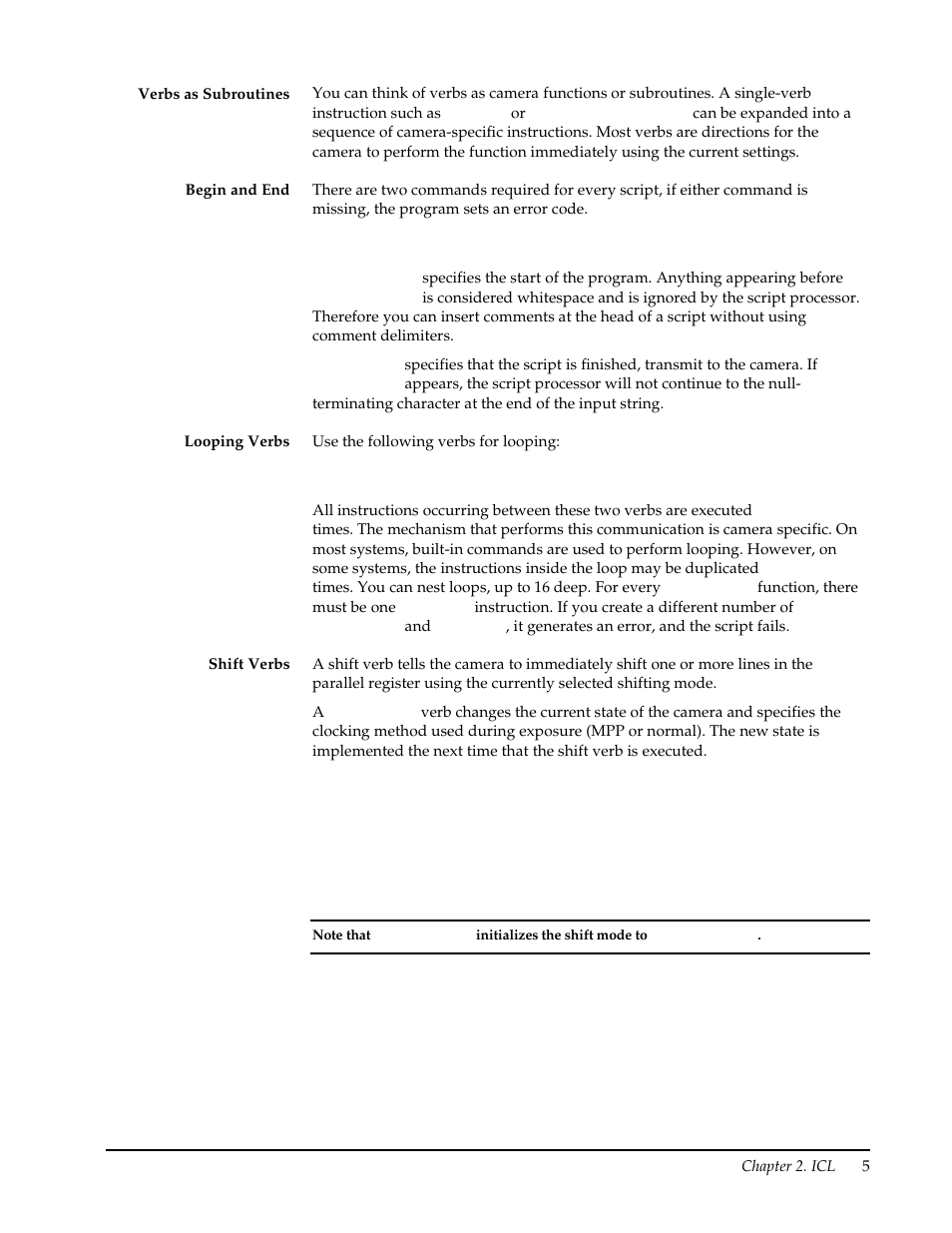 Verbs as subroutines, Begin and end, Looping verbs | Shift verbs | Roper Photometric User Manual | Page 11 / 52