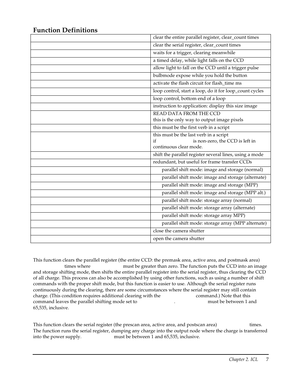 Function definitions | Roper Photometric User Manual | Page 13 / 52