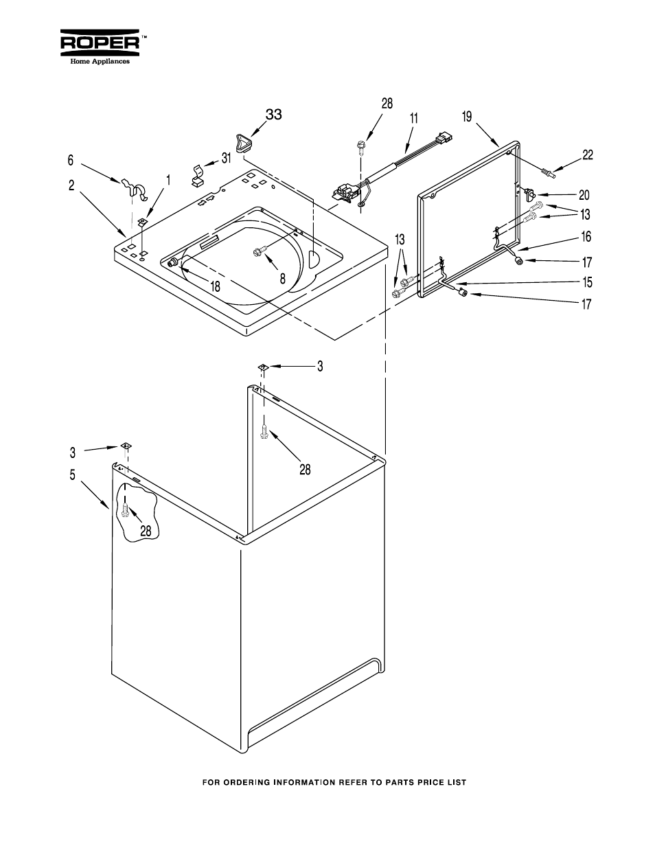 Roper TOP AND CABINET PARTS RAX7244EN1 User Manual | 14 pages