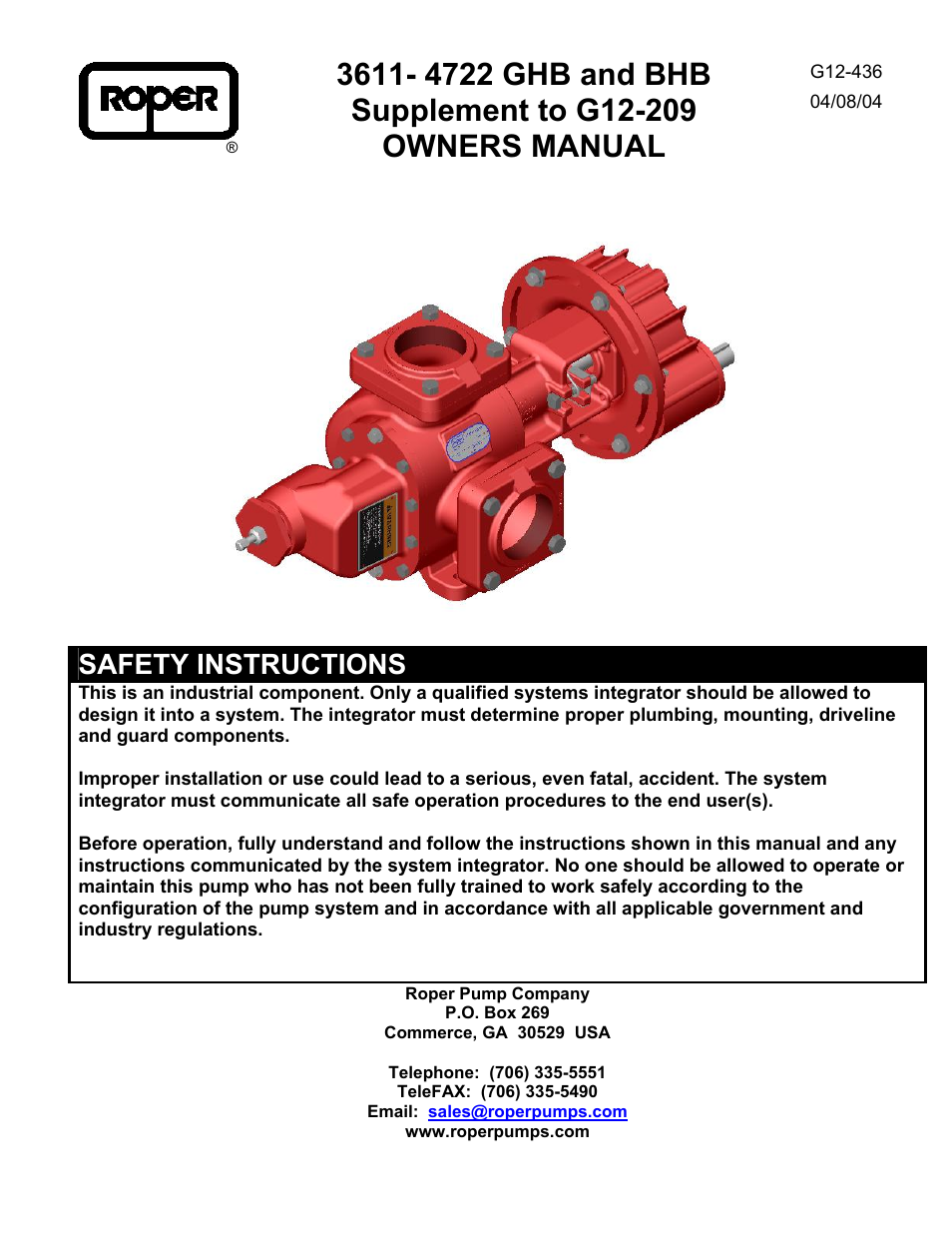 Roper G12-436 User Manual | 27 pages