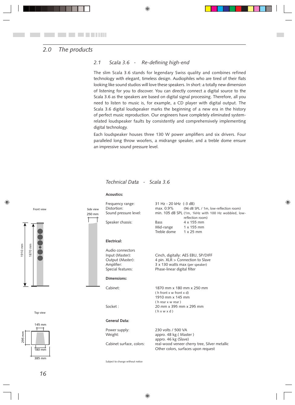 0 the products, 1 scala 3.6 - re-defi ning high-end, Technical data - scala 3.6 | Revox Digital LS User Manual | Page 4 / 12