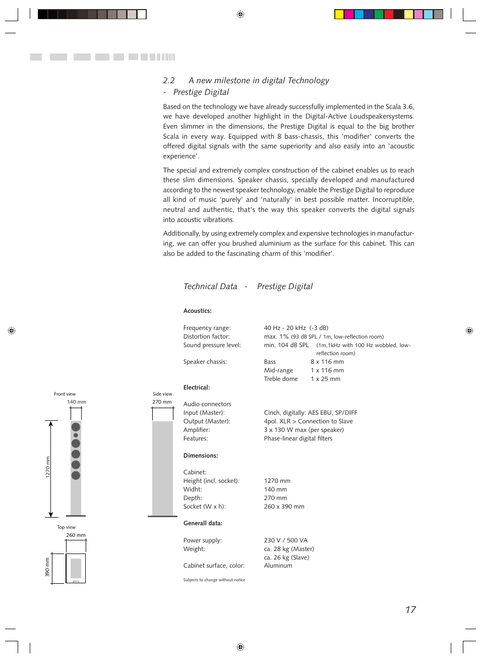 Technical data - prestige digital | Revox Digital LS User Manual | Page 5 / 12
