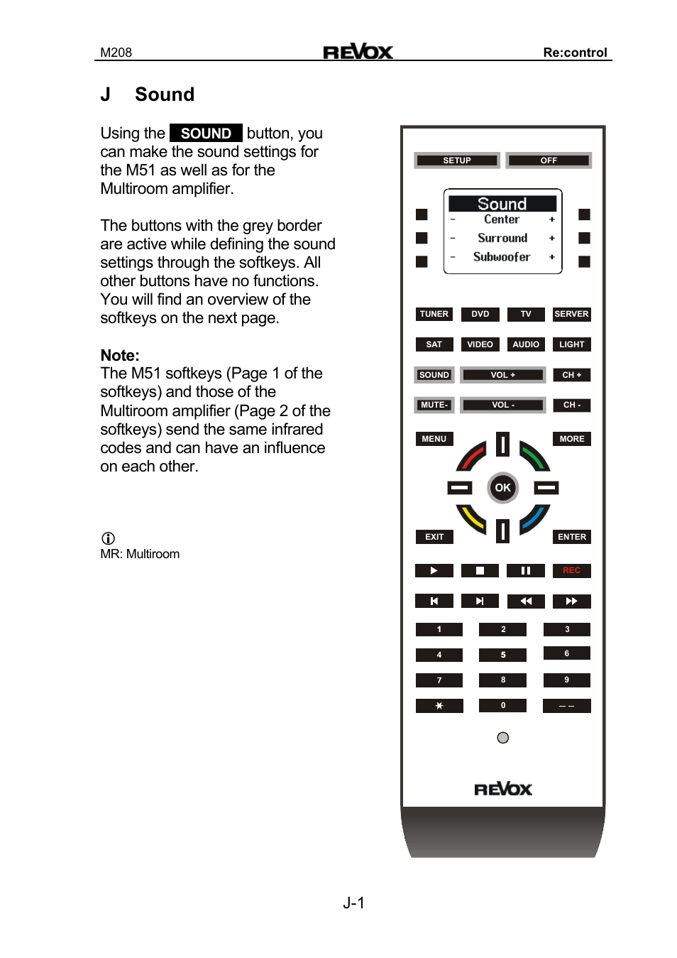 J sound, Using the a, Sound | Revox M208 User Manual | Page 41 / 44