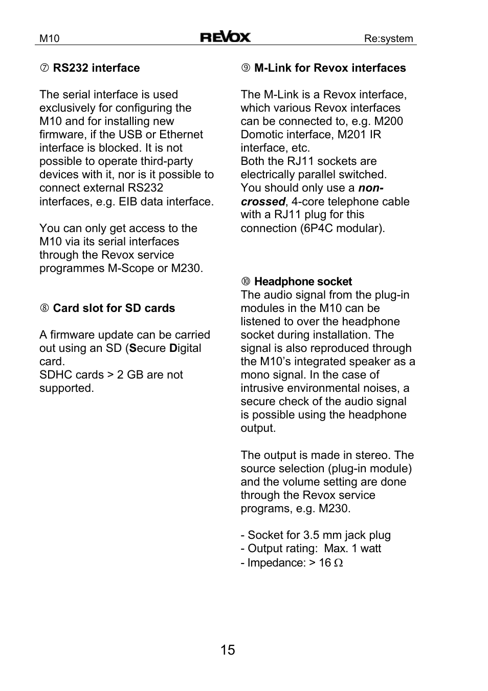 Revox M10 User Manual | Page 16 / 40