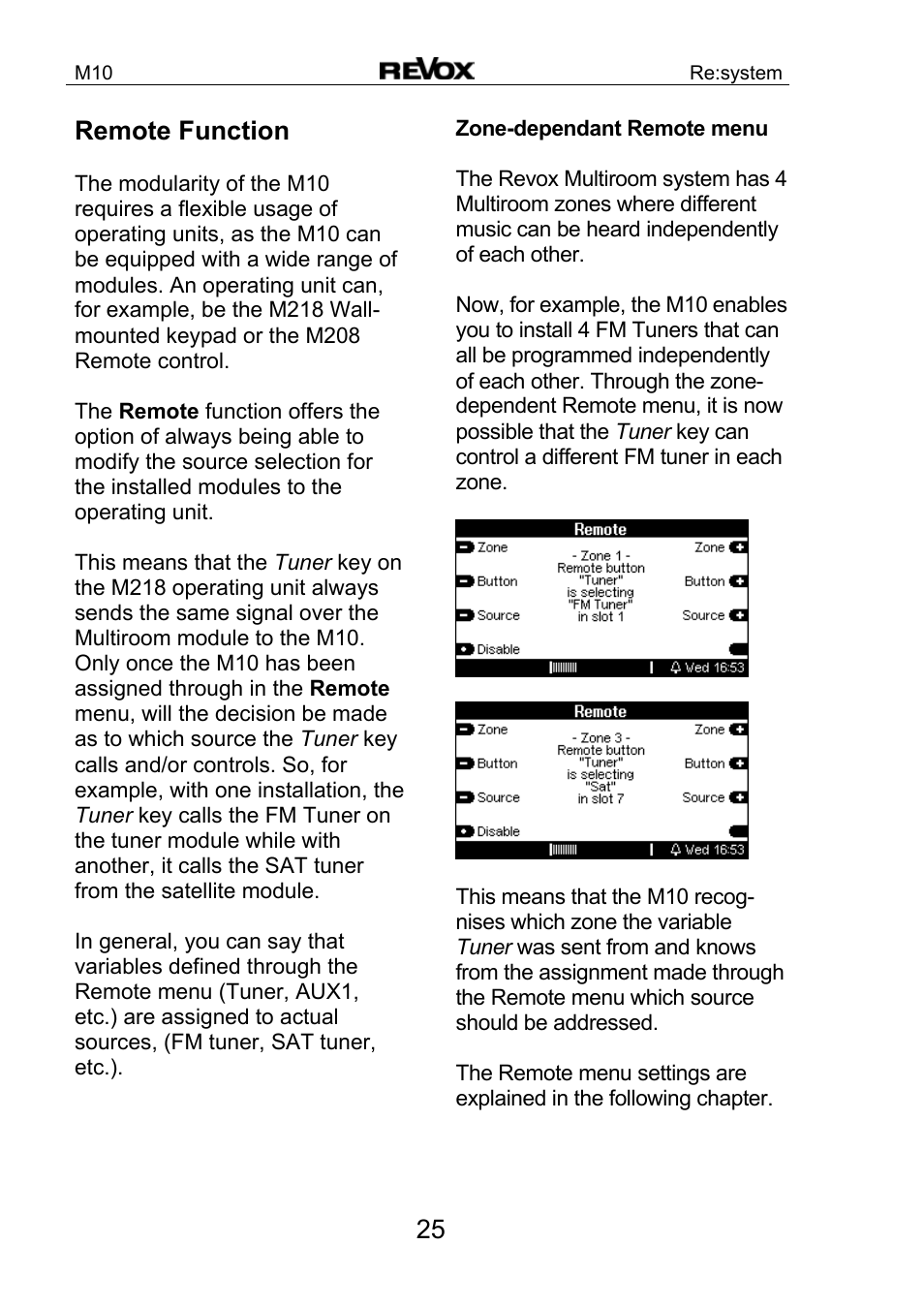 25 remote function | Revox M10 User Manual | Page 26 / 40