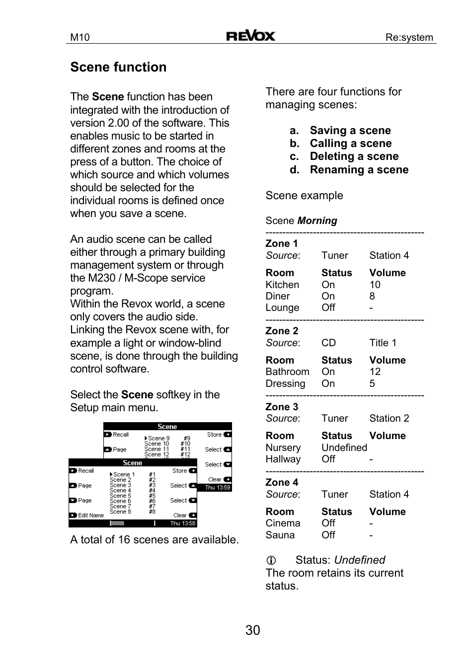 30 scene function | Revox M10 User Manual | Page 31 / 40