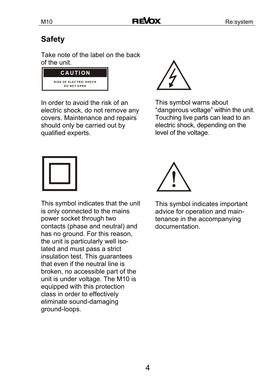 4 safety | Revox M10 User Manual | Page 5 / 40