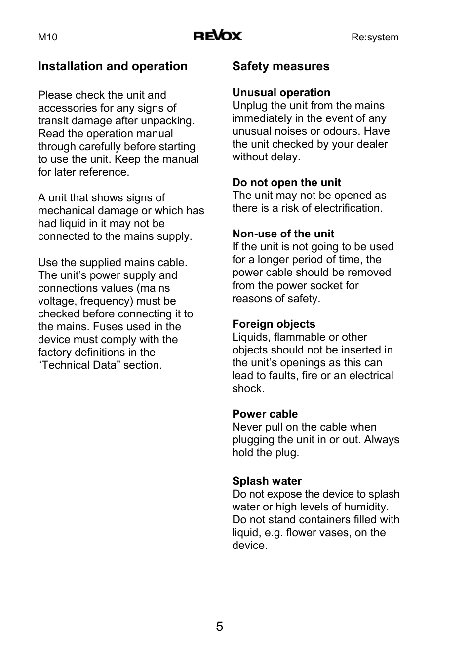 Revox M10 User Manual | Page 6 / 40