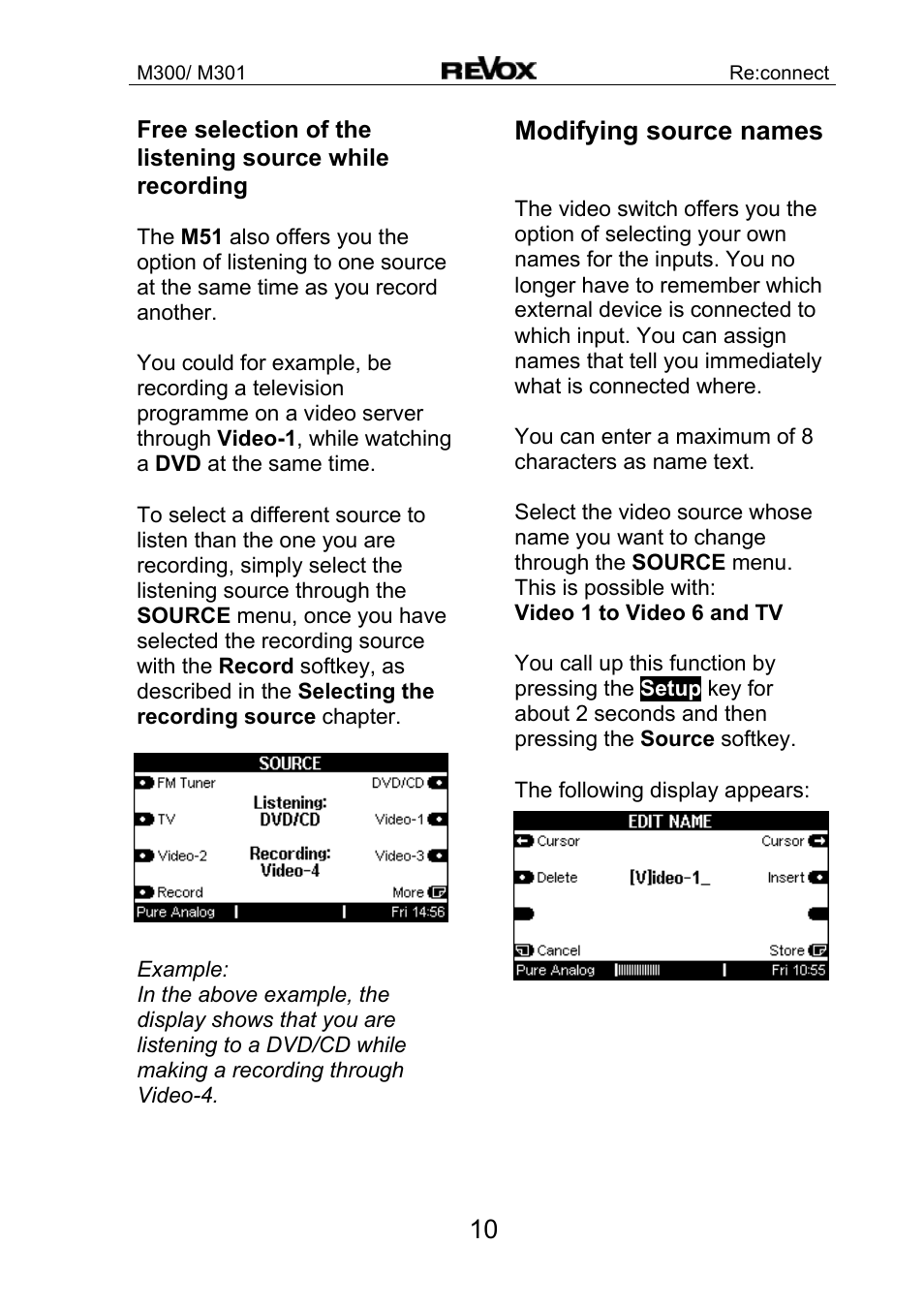 Modifying source names | Revox M300 User Manual | Page 11 / 15