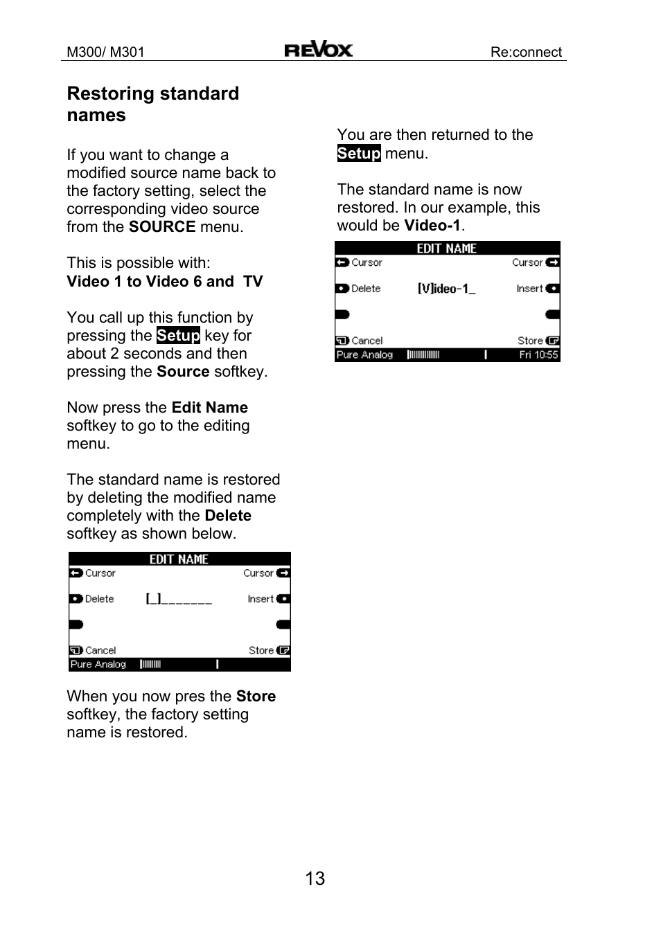 13 restoring standard names | Revox M300 User Manual | Page 14 / 15