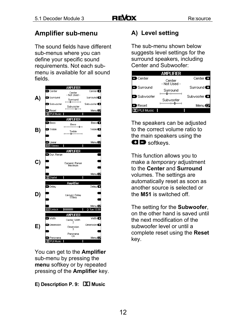 12 amplifier sub-menu | Revox Re:source MK3 User Manual | Page 13 / 28