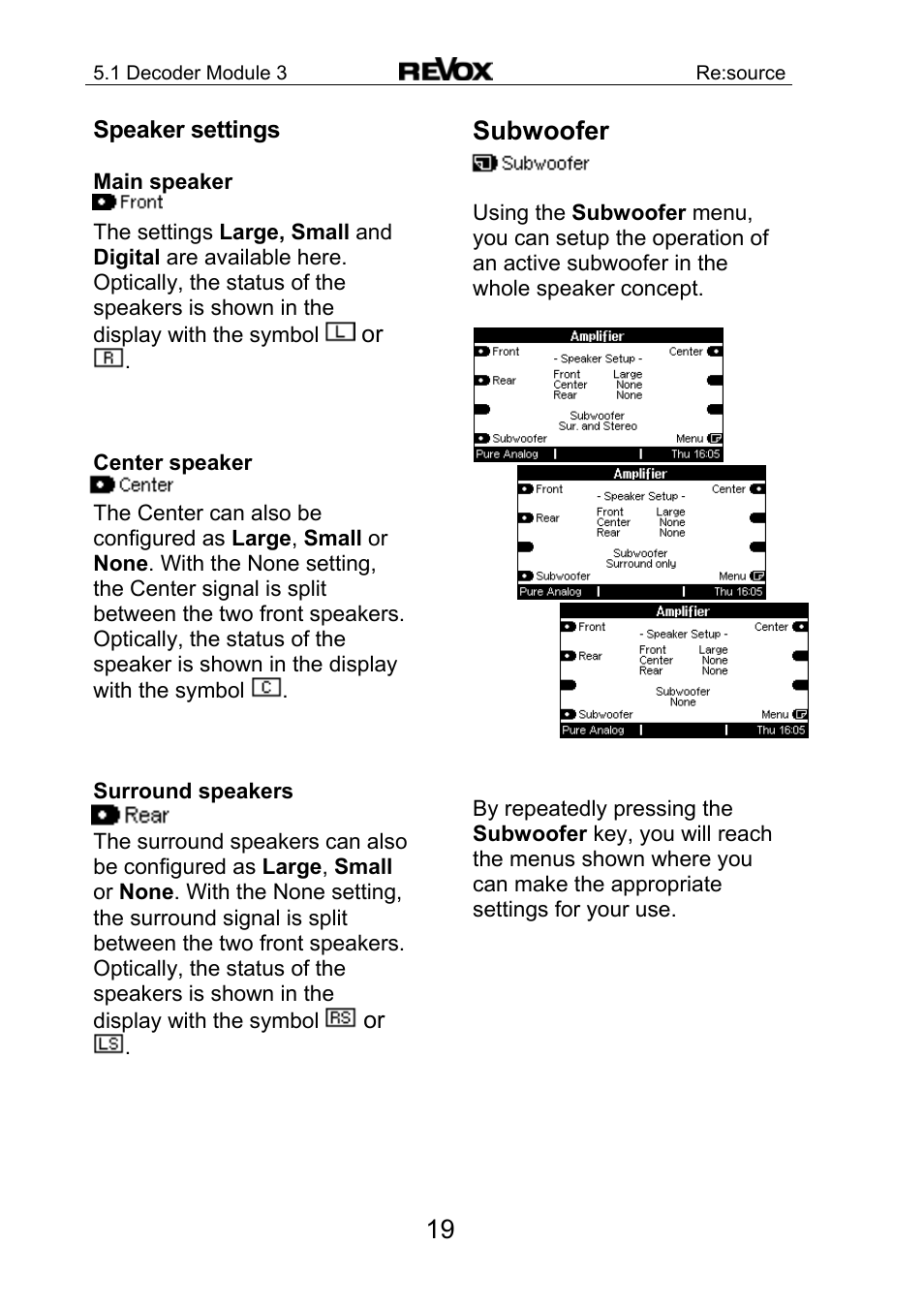 Subwoofer | Revox Re:source MK3 User Manual | Page 20 / 28