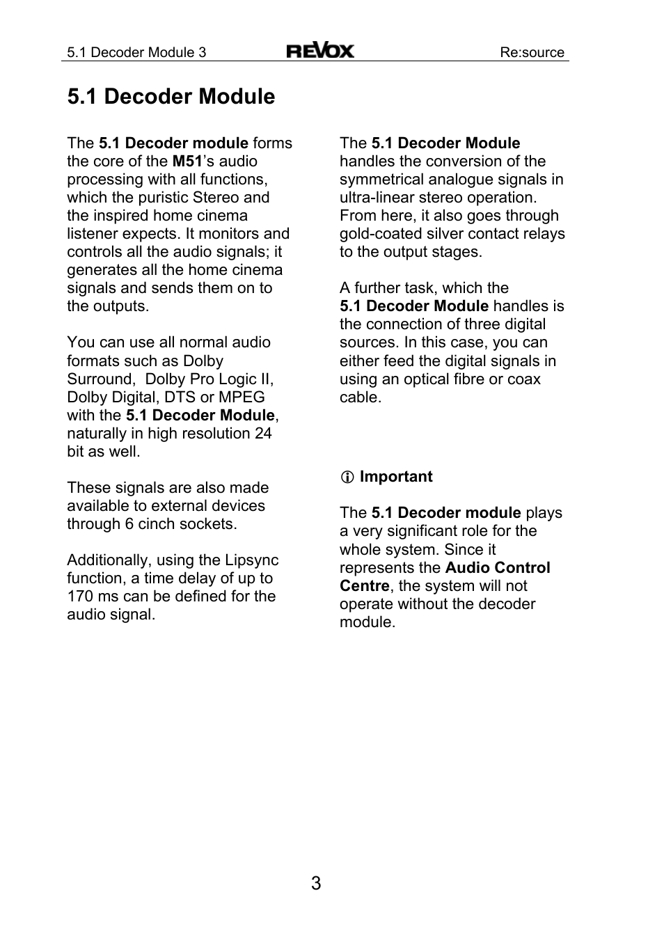 1 decoder module | Revox Re:source MK3 User Manual | Page 4 / 28