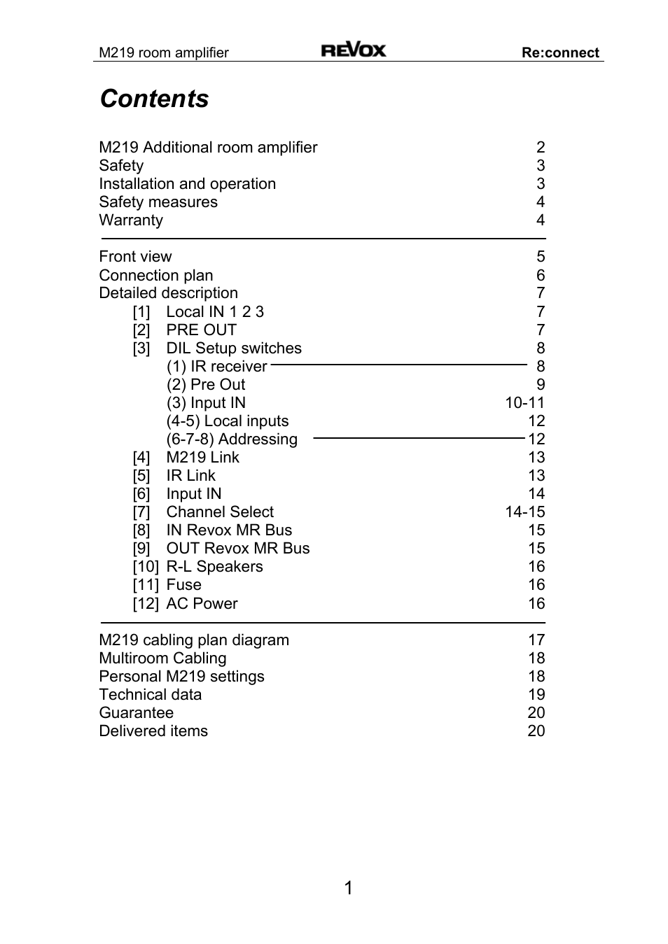 Revox M 219 User Manual | Page 2 / 21