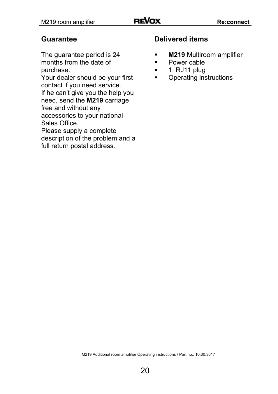 Revox M 219 User Manual | Page 21 / 21