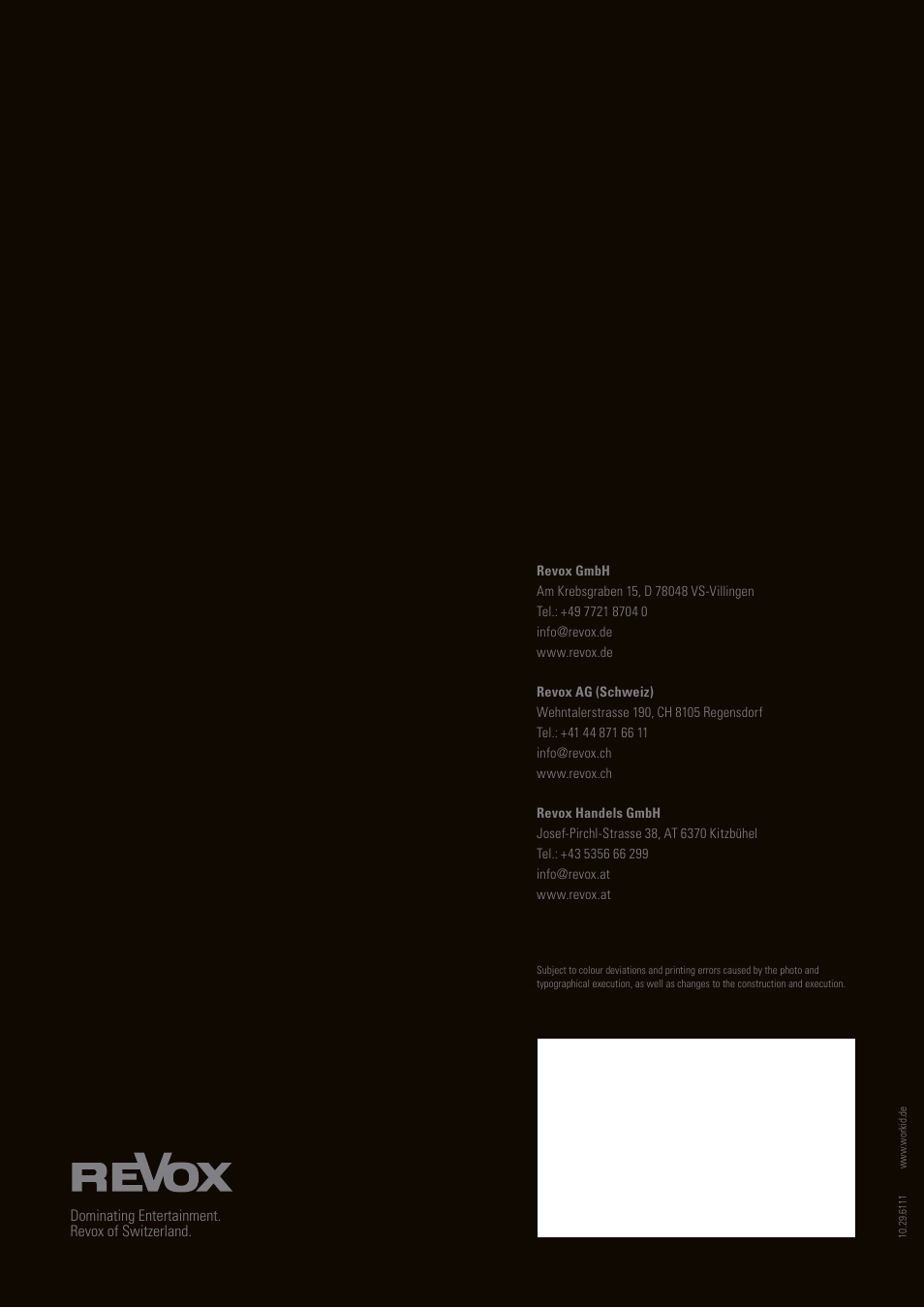 Revox Integrated Speaker Systems User Manual | Page 8 / 8