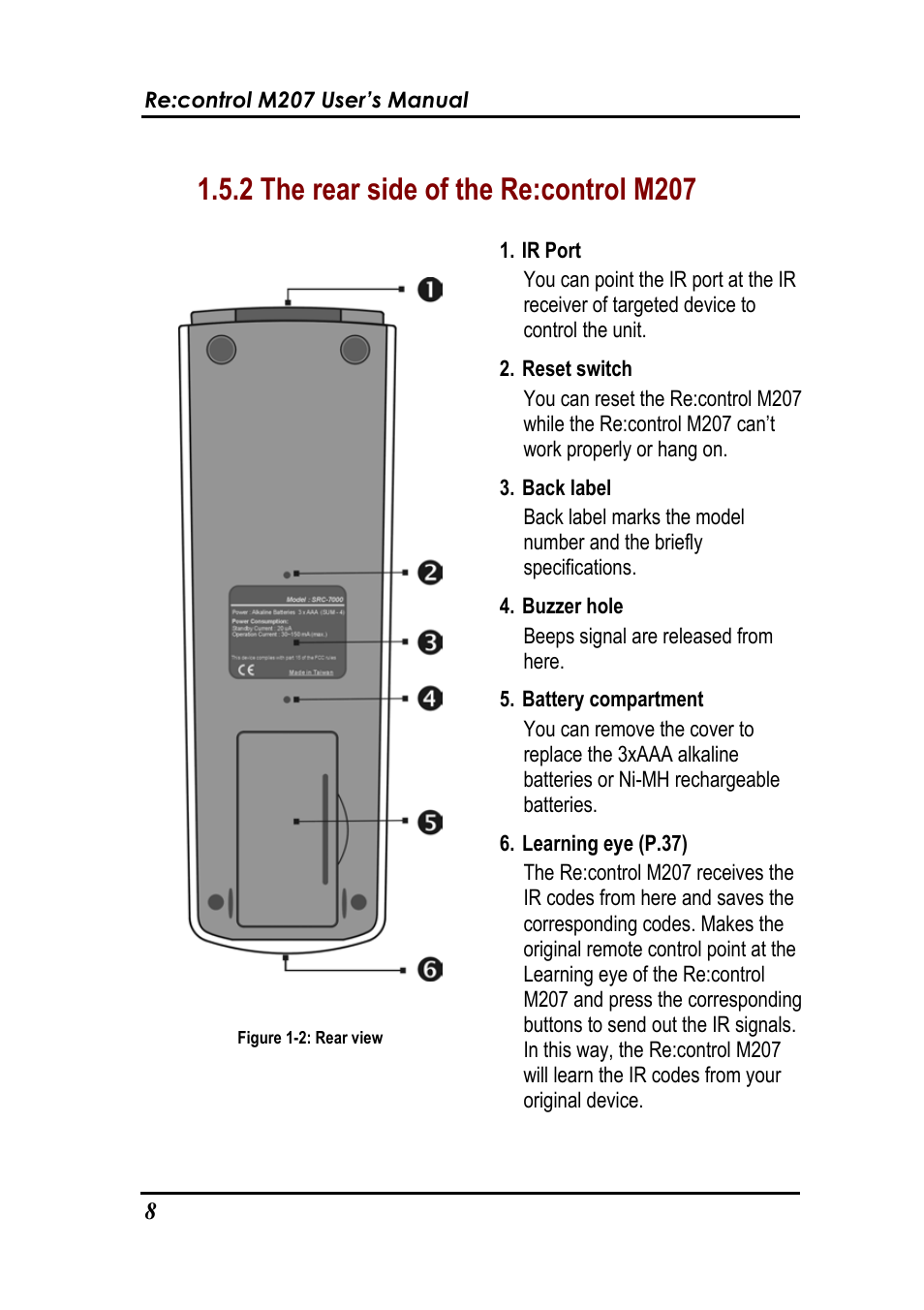 2 the rear side of the re:control m207 | Revox Recontrol M207 User Manual | Page 11 / 76