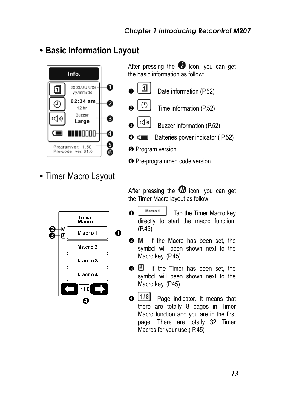 Ybasic information layout, Ytimer macro layout | Revox Recontrol M207 User Manual | Page 16 / 76