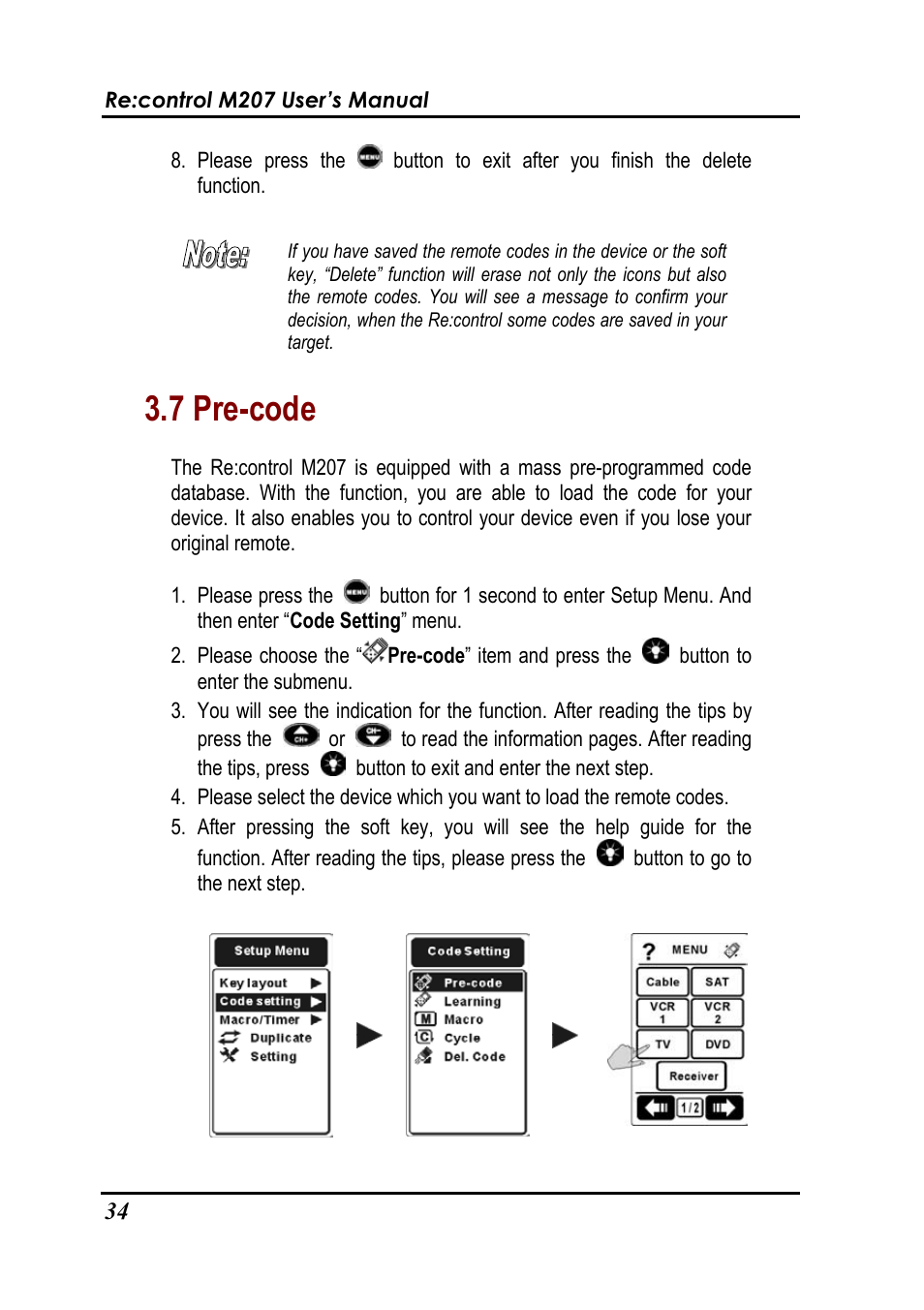 7 pre-code | Revox Recontrol M207 User Manual | Page 37 / 76