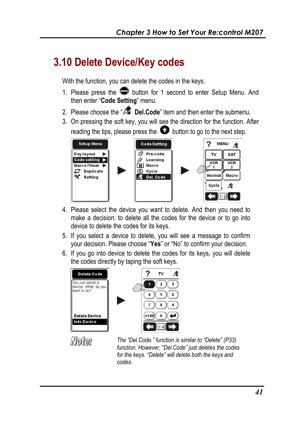 10 delete device/key codes | Revox Recontrol M207 User Manual | Page 44 / 76