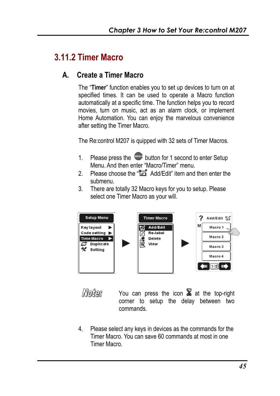 2 timer macro, A. create a timer macro | Revox Recontrol M207 User Manual | Page 48 / 76