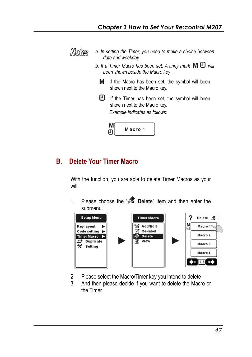 B. delete your timer macro | Revox Recontrol M207 User Manual | Page 50 / 76