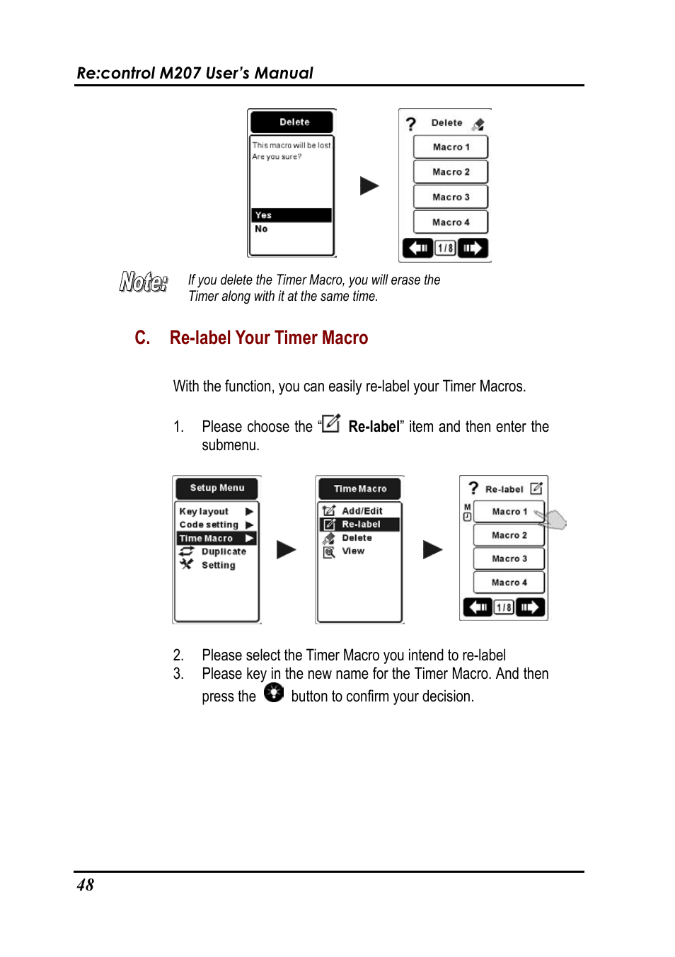 C. re-label your timer macro | Revox Recontrol M207 User Manual | Page 51 / 76