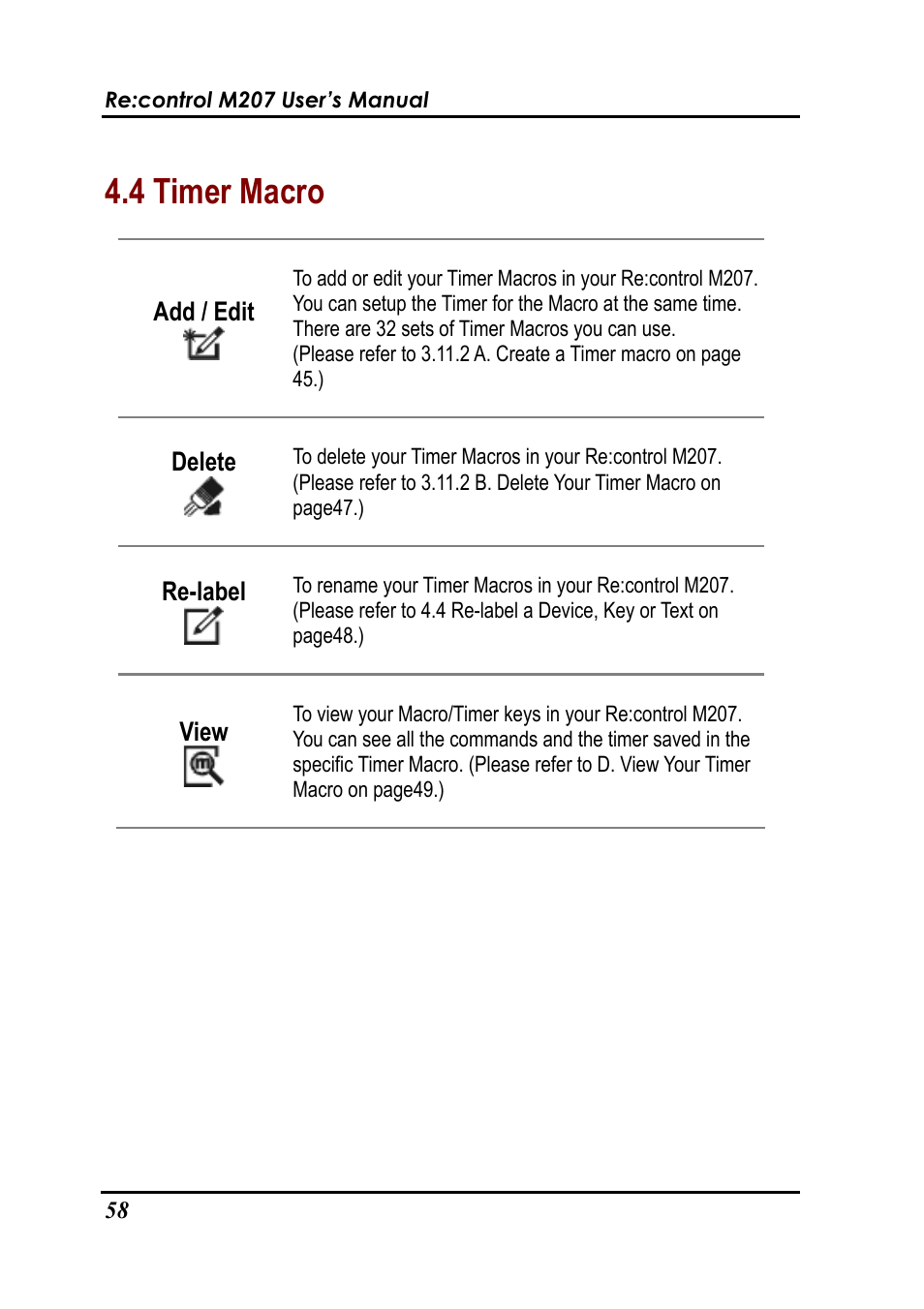 4 timer macro | Revox Recontrol M207 User Manual | Page 61 / 76